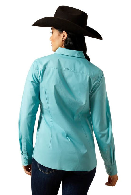 Ariat W26 Women's Wrinkle Resistant Kirby LS Shirt Aqua Sea