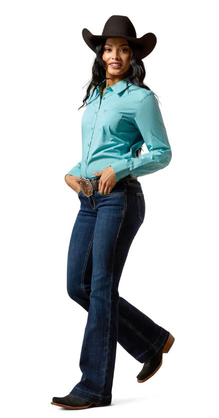 Ariat W26 Women's Wrinkle Resistant Kirby LS Shirt Aqua Sea