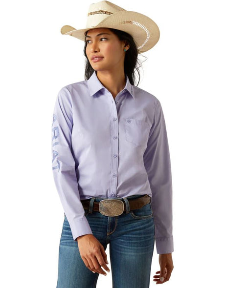 Ariat S25 Womens Wrinkle Resistant Team Kirby Stetch LS Shirt Sweet Lavender