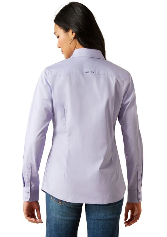 Ariat S25 Womens Wrinkle Resistant Team Kirby Stetch LS Shirt Sweet Lavender