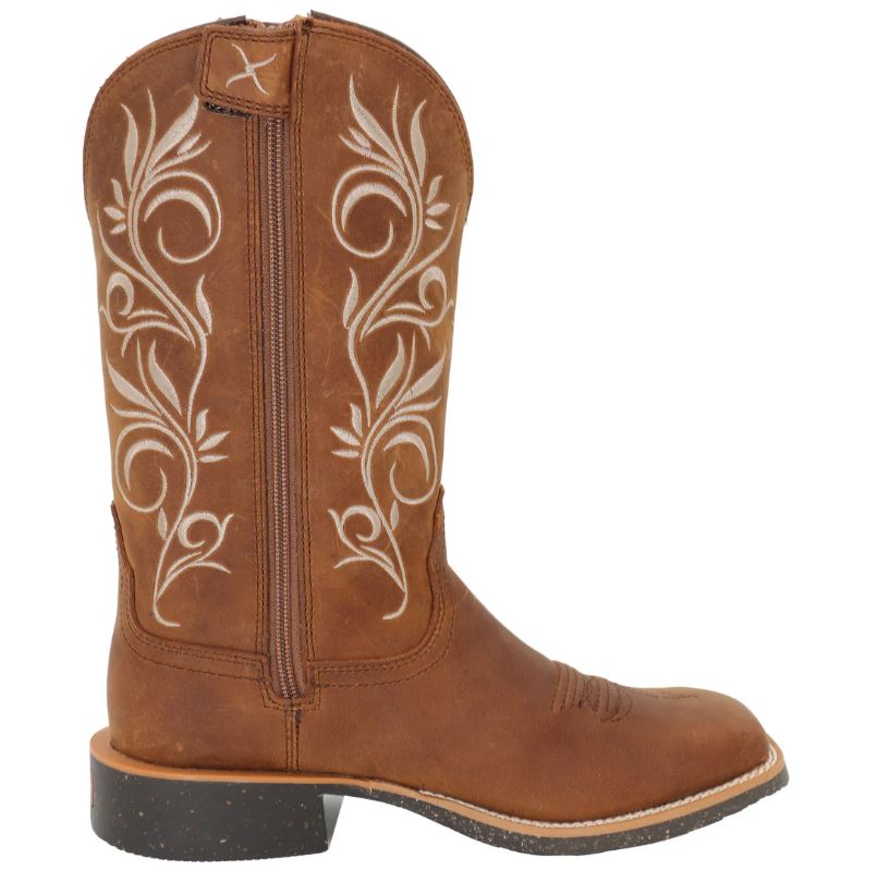 Twisted X Womens 11 Tech X2 Zip Western Boot Oiled Brown/Brown