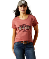 Ariat AW26 Womens Southwest Logo Landscape Red Clay Heather T-Shirt