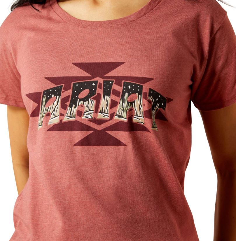 Ariat AW26 Womens Southwest Logo Landscape Red Clay Heather T-Shirt