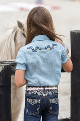 Pure Western SS27 Girls Martha SS Shirt Chambray