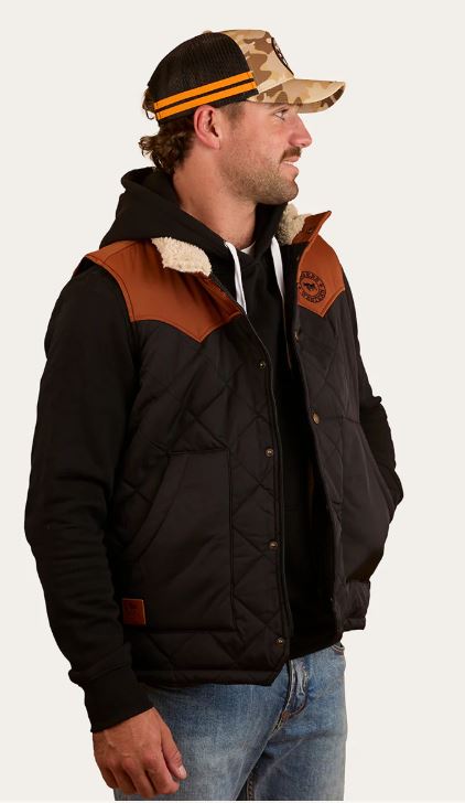 Ringers Western Mens McKinlay Puffer Vest - Black Tobacco