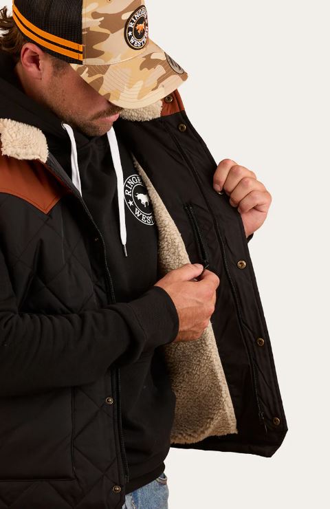 Ringers Western Mens McKinlay Puffer Vest - Black Tobacco