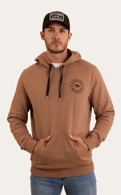 Ringers Western Mens Signature Bull Pullover Hoodie - Almond/Black