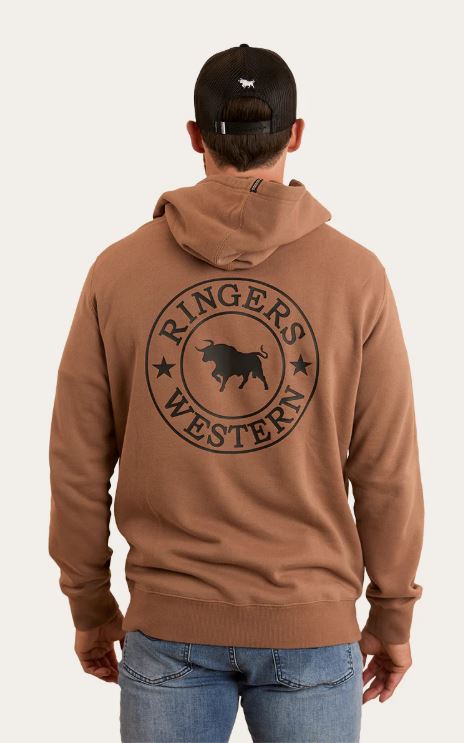 Ringers Western Mens Signature Bull Pullover Hoodie - Almond/Black
