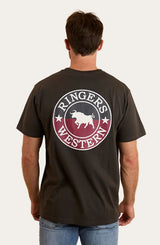 Ringers Western Mens Signature Bull Loose Fit T-Shirt Charcoal/Split