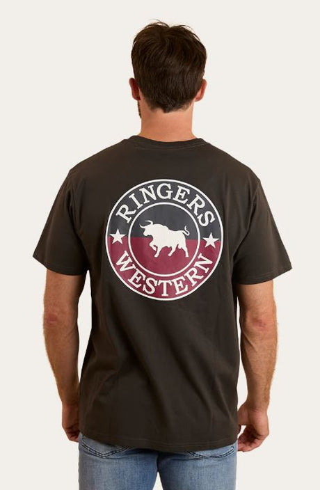Ringers Western Mens Signature Bull Loose Fit T-Shirt Charcoal/Split