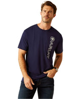 Ariat S25 Mens Vertical Logo SS Tee Classic Blue/White