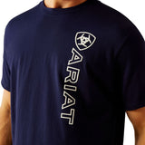 Ariat S25 Mens Vertical Logo SS Tee Classic Blue/White