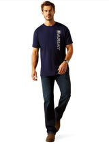 Ariat S25 Mens Vertical Logo SS Tee Classic Blue/White