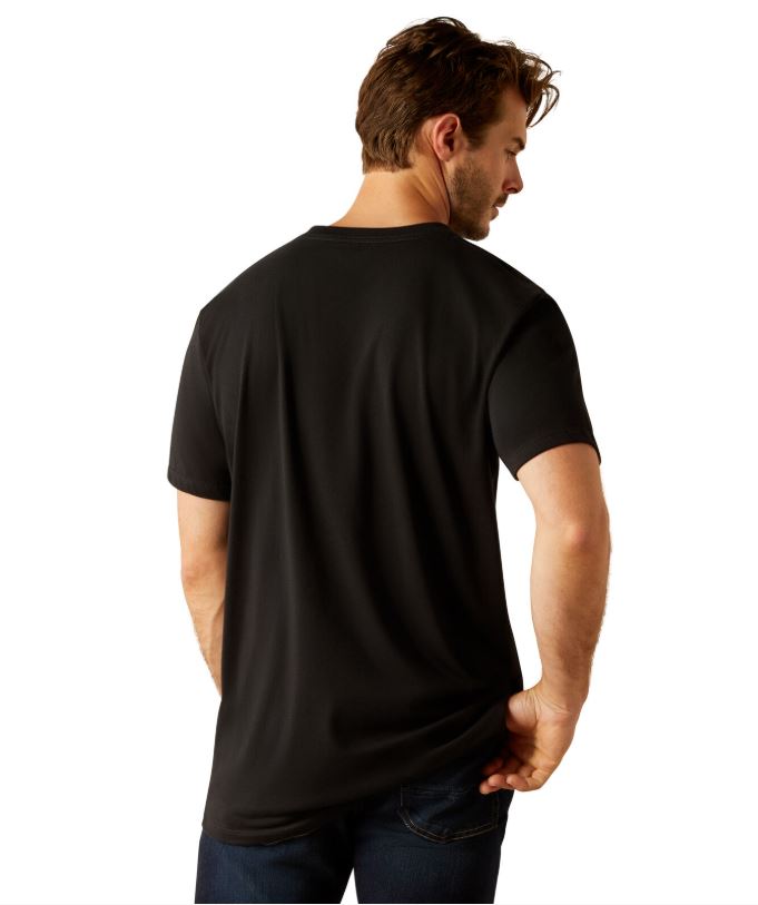 Ariat S25 Mens Vertical Logo SS Tee Black/Ebony Black