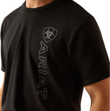Ariat S25 Mens Vertical Logo SS Tee Black/Ebony Black