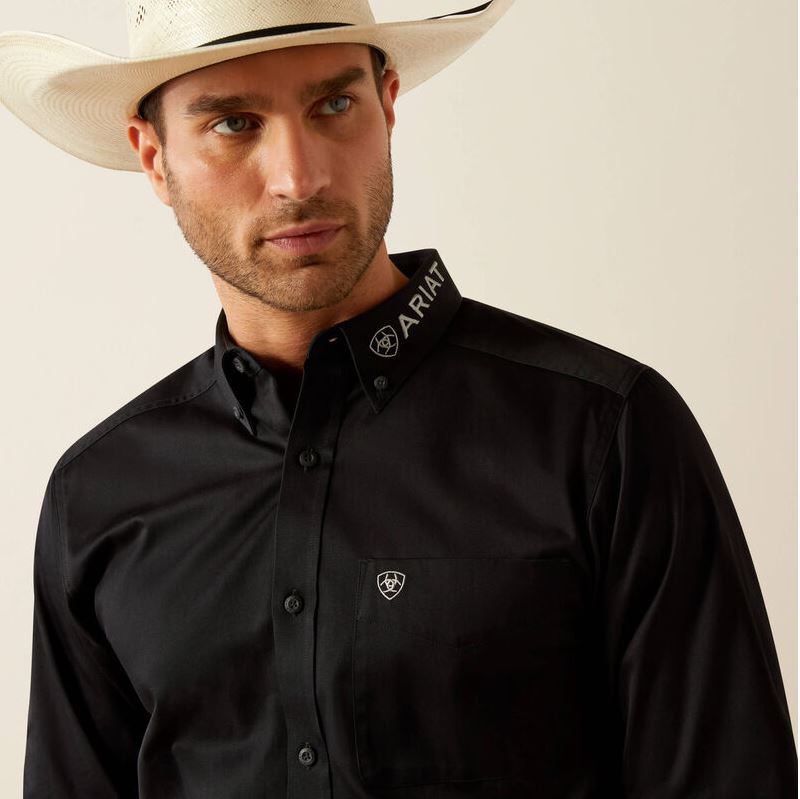 Ariat S25 Mens Team Logo Twill Shirt Black/Grey