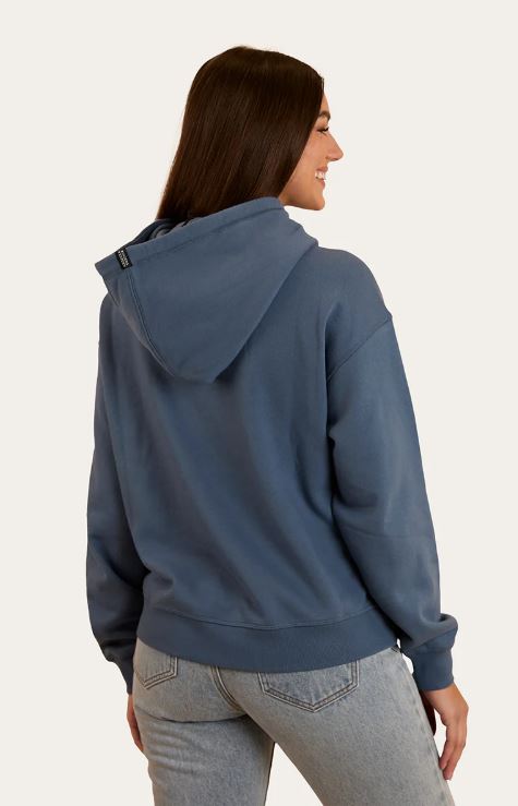 Ringers Western Womens Middleton Cotton Fleece Hoodie Yale Blue/White
