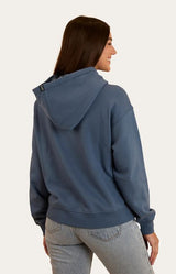 Ringers Western Womens Middleton Cotton Fleece Hoodie Yale Blue/White