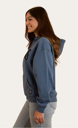 Ringers Western Womens Middleton Cotton Fleece Hoodie Yale Blue/White