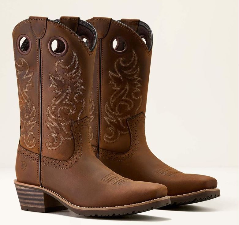 Ariat Mens Hybrid Roughstock Square Toe Distressed Brown