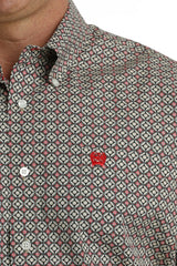 Cinch Mens Geometric Print Long Sleeve Button Down Shirt