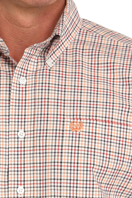 Cinch Mens Western Shirt White Multi Check