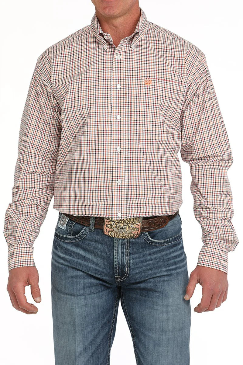 Cinch Mens Western Shirt White Multi Check