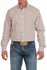 Cinch Mens Western Shirt White Multi Check