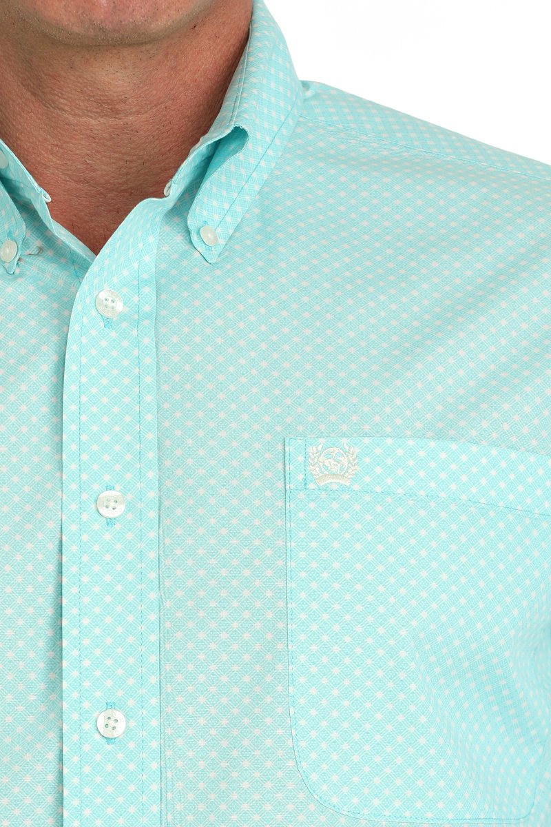 Cinch Men's Geometric Print Button-Down Western Shirt - Turquoise