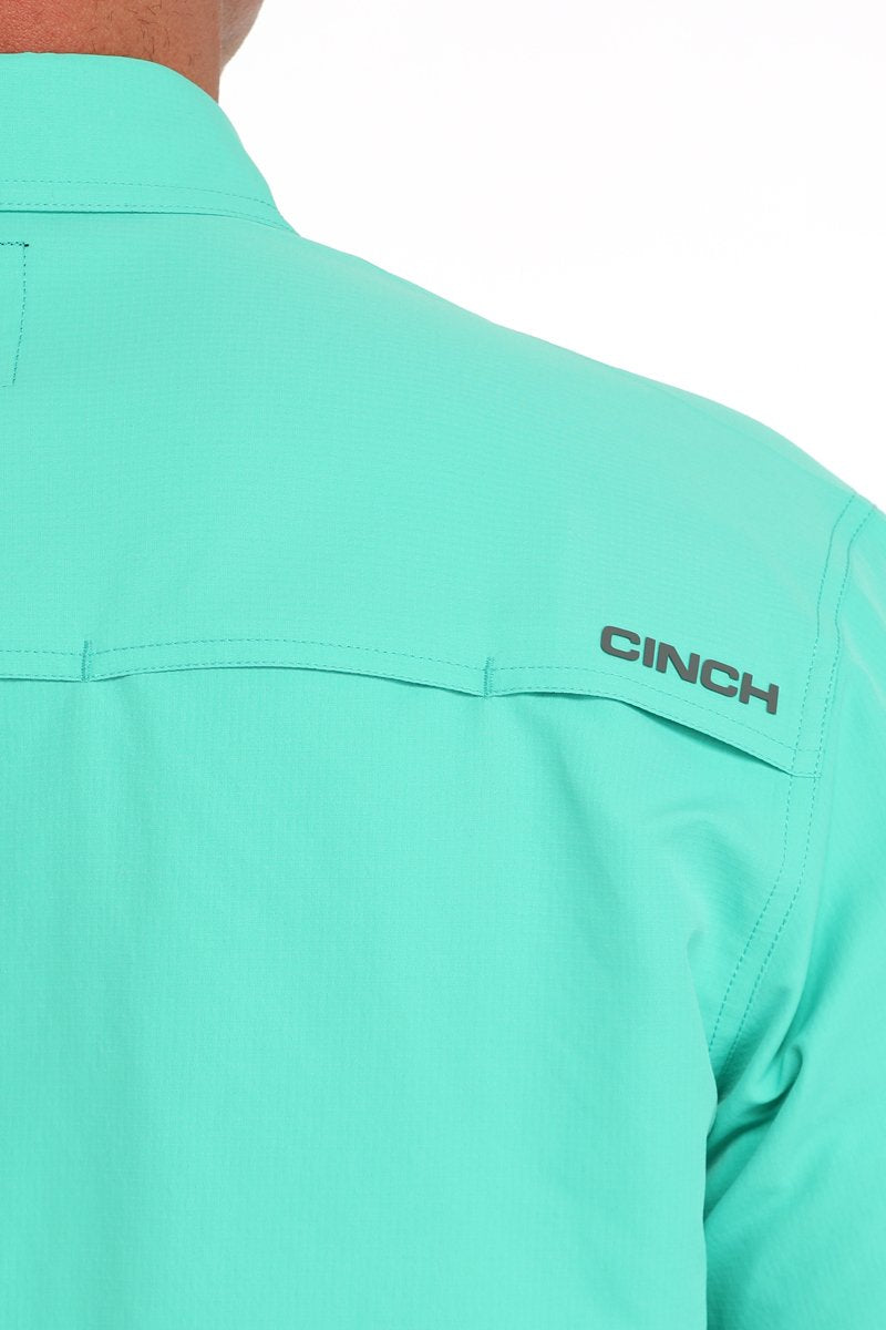 Cinch Men's Ripstop Solid Button-Down Western Shirt - Turquoise
