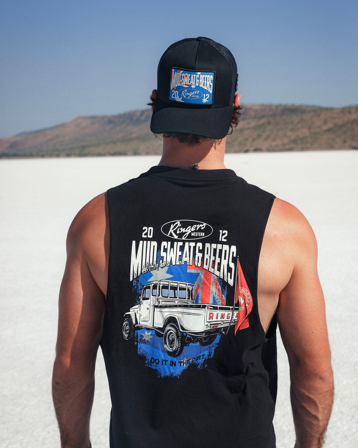 Ringers Western SS25 Mens Mud Sweat and Beers Muscle Tank Black