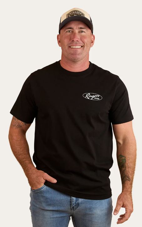Ringers Western SS25 Mens Mud Sweat and Beers Loose Fit Tee Black