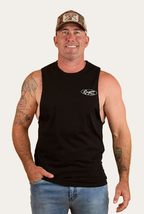 Ringers Western SS25 Mens Mud Sweat and Beers Muscle Tank Black