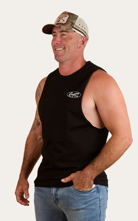 Ringers Western SS25 Mens Mud Sweat and Beers Muscle Tank Black