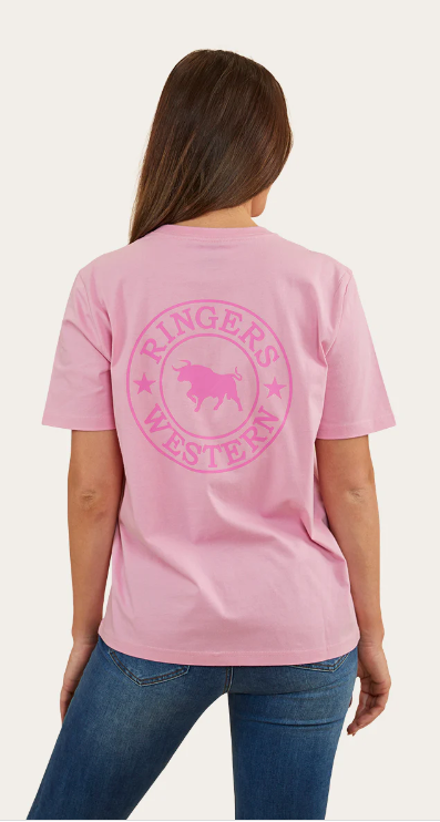 Ringers Western Signature Bull Loose Fit Womens T-Shirt Pastel Pink/Candy