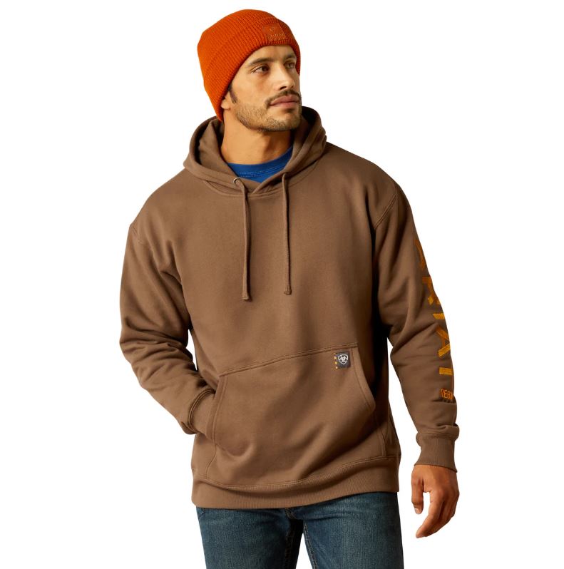 Ariat W25 Mens Rebar Graphic Hoodie Chocolate Chip/Coffee Bean