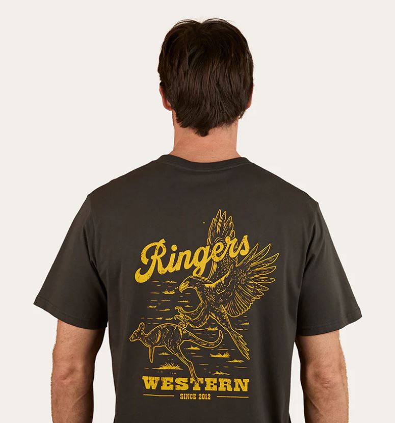 Ringers Western SS26 Wedge-tail Rampage Mens Loose fit T-Shirt Charcoal
