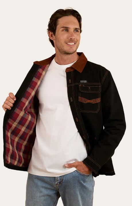 Ringers Western Mens Riverglen Overshirt - Washed Black