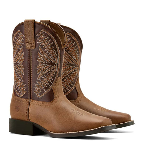 Ariat AW25 Youth Ruidoso Western Boot Pearl/Chocolate Brown