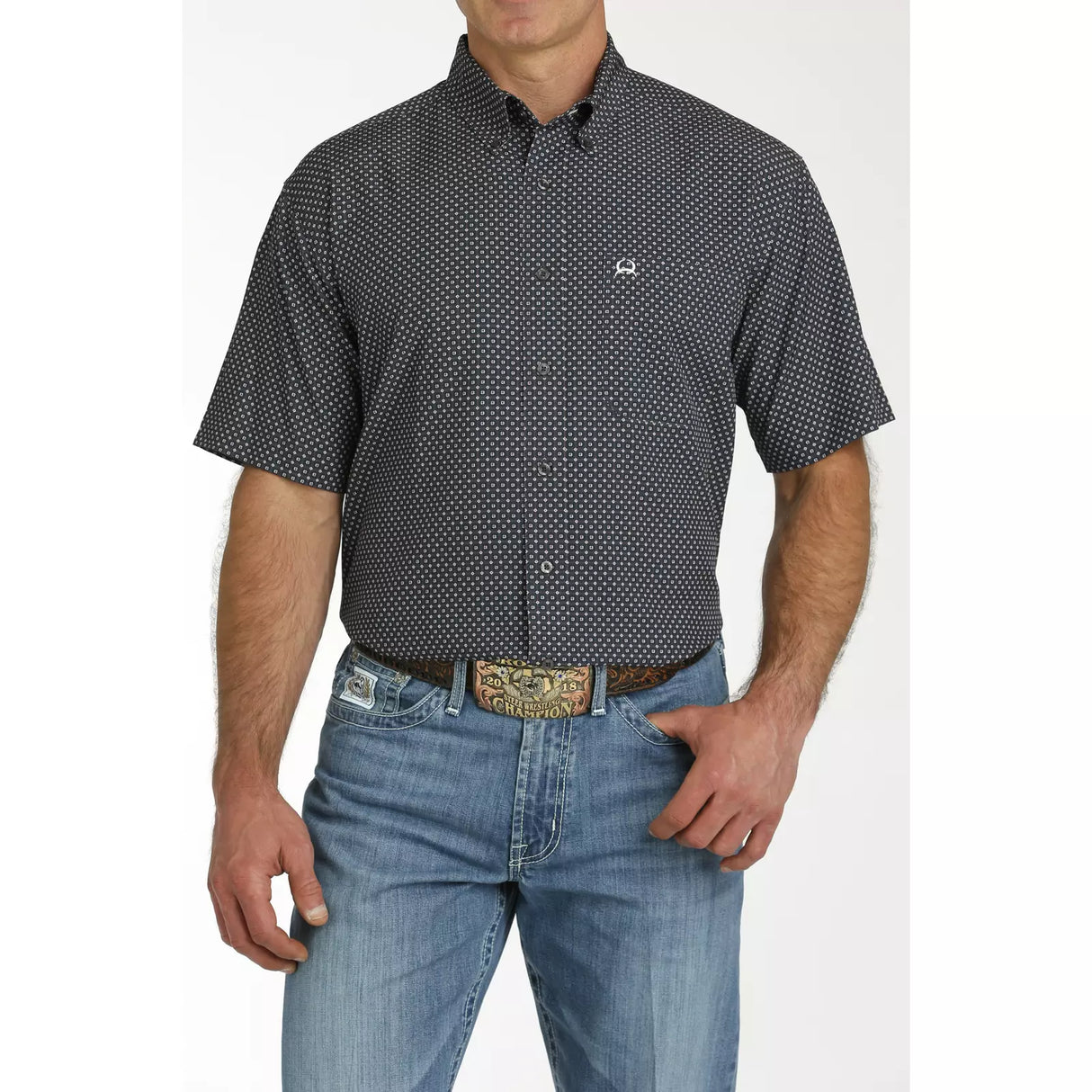 Cinch Mens Arenaflex Geo Print Short Sleeve Shirt