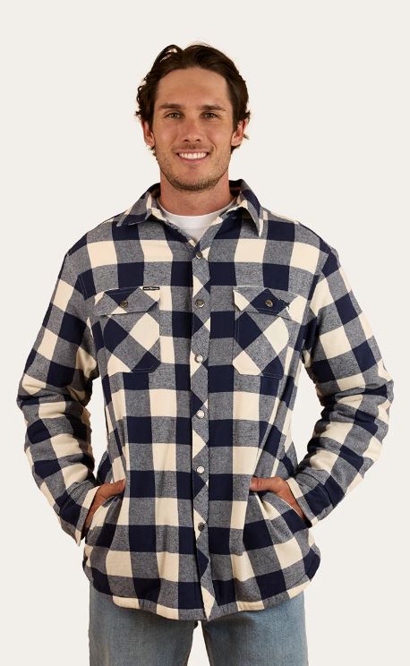 Ringers Western Mens Sawyer Sherpa Flannel - Navy