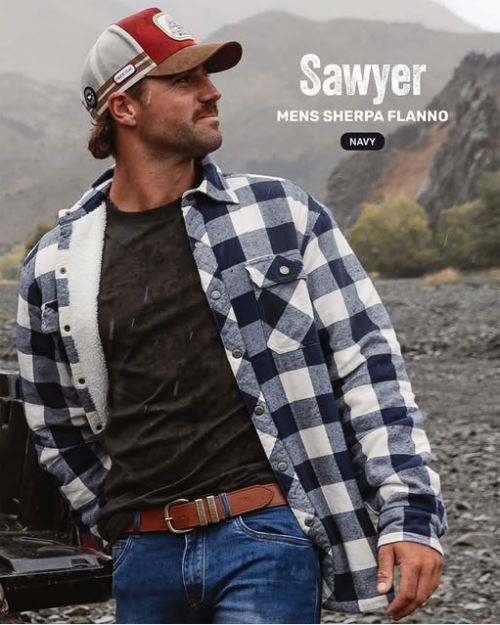 Ringers Western Mens Sawyer Sherpa Flannel - Navy