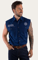 Ringers Western Hawkeye Mens Sleeveless Work Shirt - Navy/White