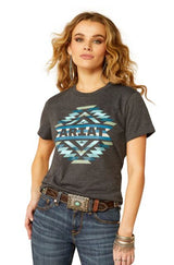 Ariat Womens Southwest Classic SS Tee Charcoal Heather