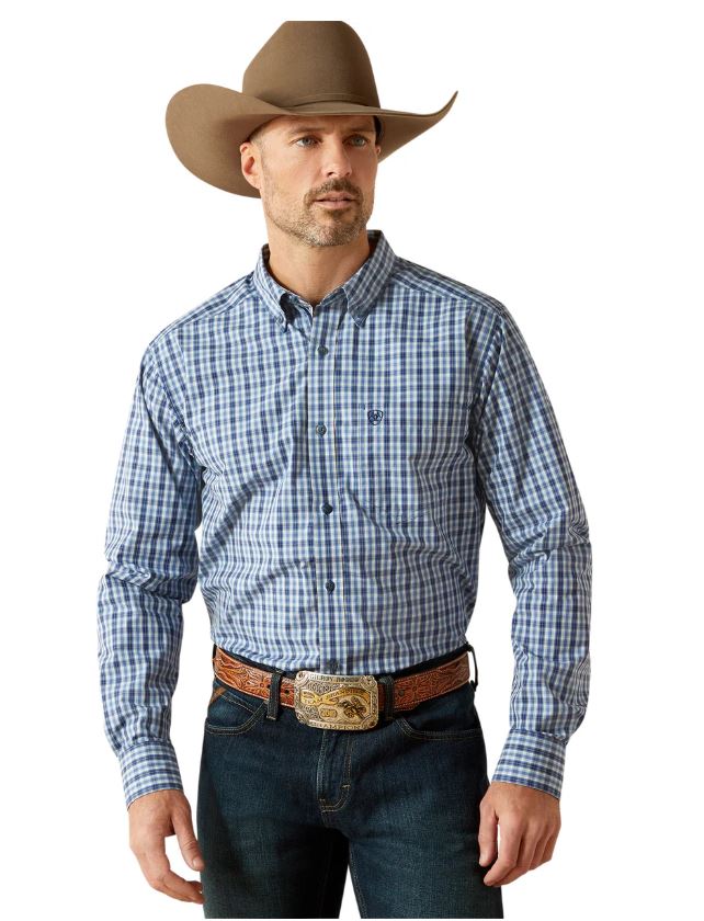 Ariat W26 Mens Pro Series Stephan Fitted Long Sleeve Shirt - Blue