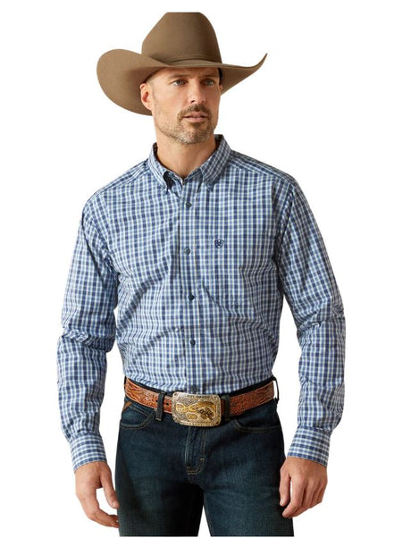 Ariat W26 Mens Pro Series Stephan Fitted Long Sleeve Shirt - Blue
