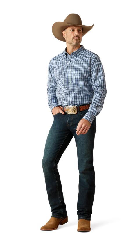 Ariat W26 Mens Pro Series Stephan Fitted Long Sleeve Shirt - Blue