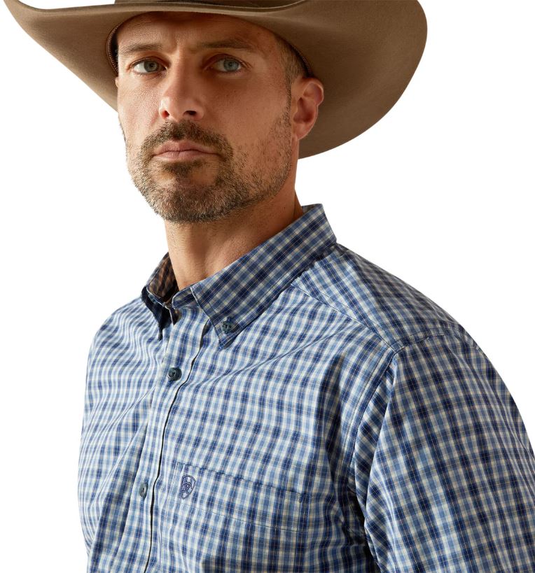 Ariat W26 Mens Pro Series Stephan Fitted Long Sleeve Shirt - Blue