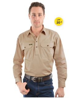 Hard Slog Men's Half Button Light Cotton Shirt
