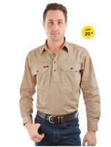 Hard Slog Men's Half Button Light Cotton Shirt